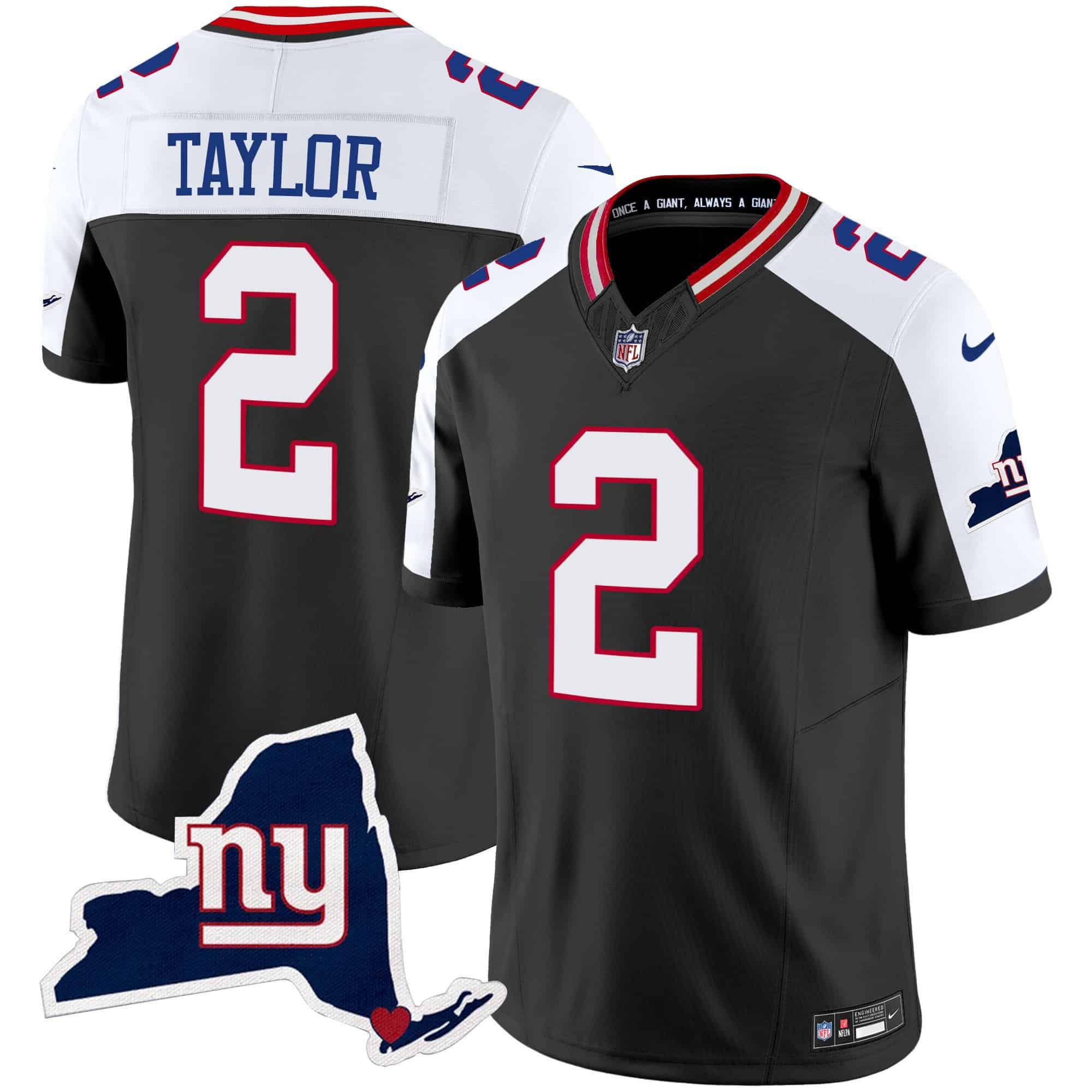 Men New York Giants #2 Taylor Black 2024 Nike Map Patch Limited NFL Jersey